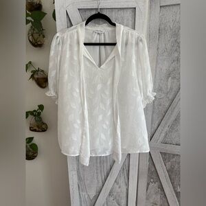 Calvin Klein Leaf Patterned White Blouse